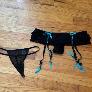 Garter Belt Lace Lingerie Pantie Set